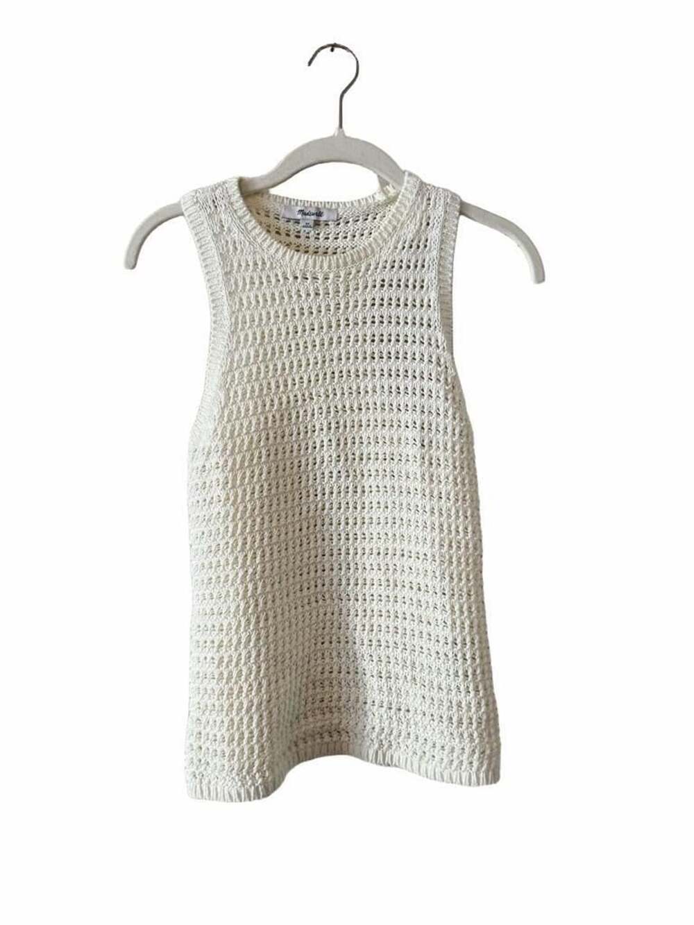 Madewell Crochet-Knit Crewneck Sweater Tank Size XS Ivory